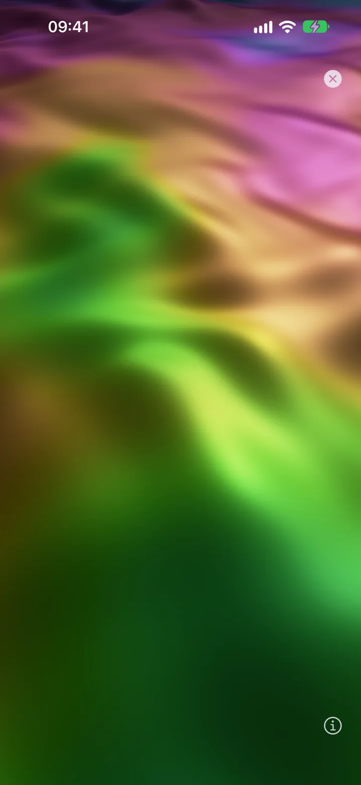 The Silk visualizer, soft folds of green, gold and pink.